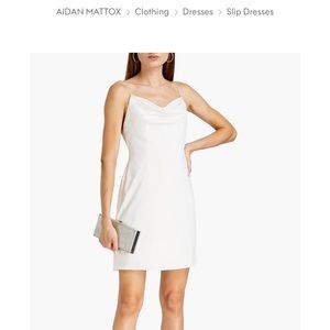 Aidan Mattox White Slip Dress with rhine stone straps